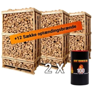 3 x Tørt Brænde Blandet løv + Optændingspakke / 25 cm