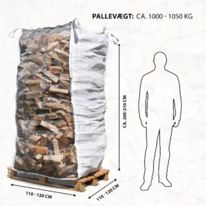 Brænde i bigbag Ovntørret birk i bigbag, 33 cm stykker – 1,3 m3